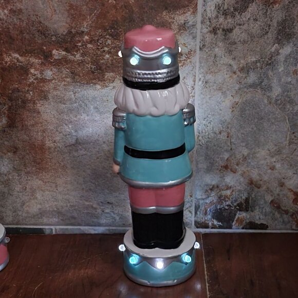 Lights Up Ceramic Nutcracker Christmas Decor Repaired Chip - Picture 4 of 13